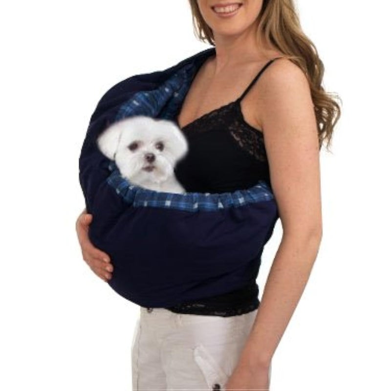 OrgMemory Pet Sling Carrier, OrgMemory Adjustable Bag, Small Dog Cat Outdoor Shoulder Carrier Most Suitable: 3-8 lbs (Blue Plaid) - Image 1